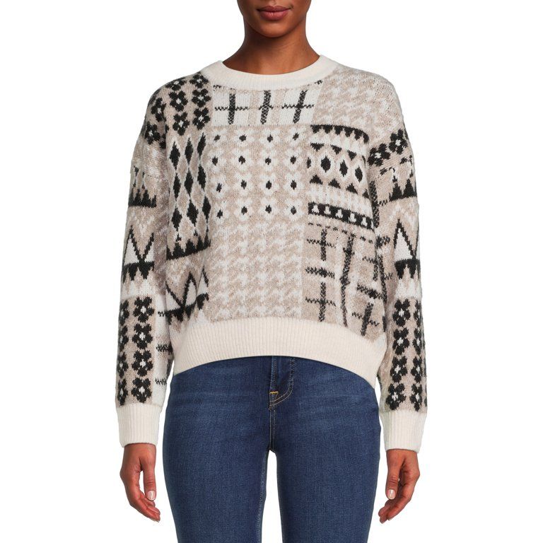 Dreamers by Debut Womens Multi Print Long Sleeve Pullover Sweater | Walmart (US)