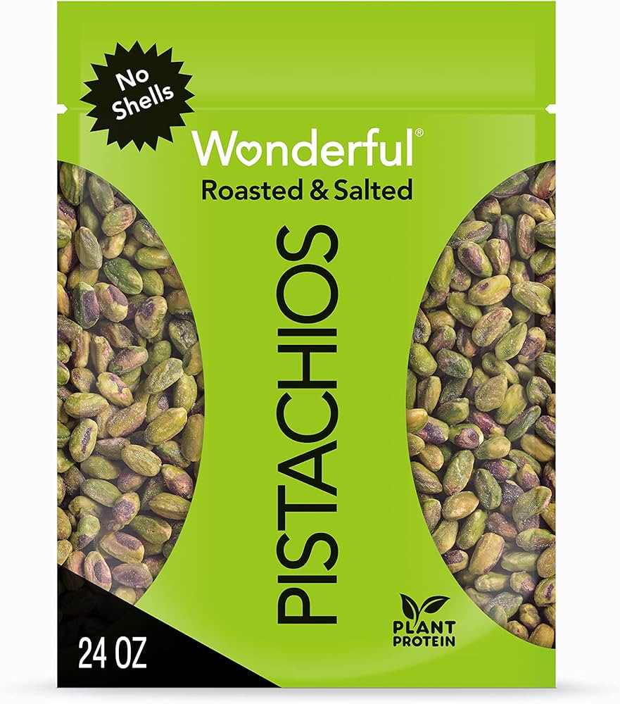 Wonderful Pistachios No Shells, Roasted & Salted Nuts, 24 Ounce Resealable Bag, Protein Snacks, G... | Amazon (US)