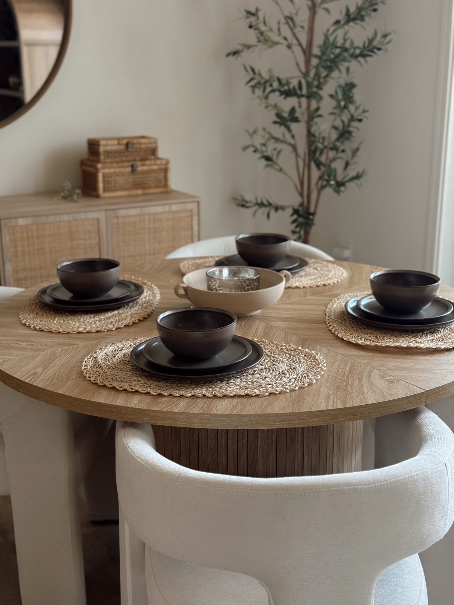 having a decorated dining table is just a simple way to pull the whole room together 🤎

table + chairs— @amazonhome 
dish set— @walmart  
centerpiece details— @michaelsstores
place mats—  thrifted 🫶

#LTKStyleTip #LTKFindsUnder100 #LTKHome