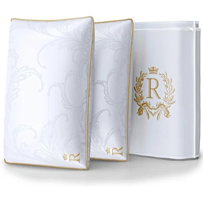 Pillows King Size Set Of 2 - Pillows, Side Sleeper Pillow - Adjustable Alternative Down Pillow, Bed Pillows, Sophisticated Design & Gold Piping | Wayfair North America