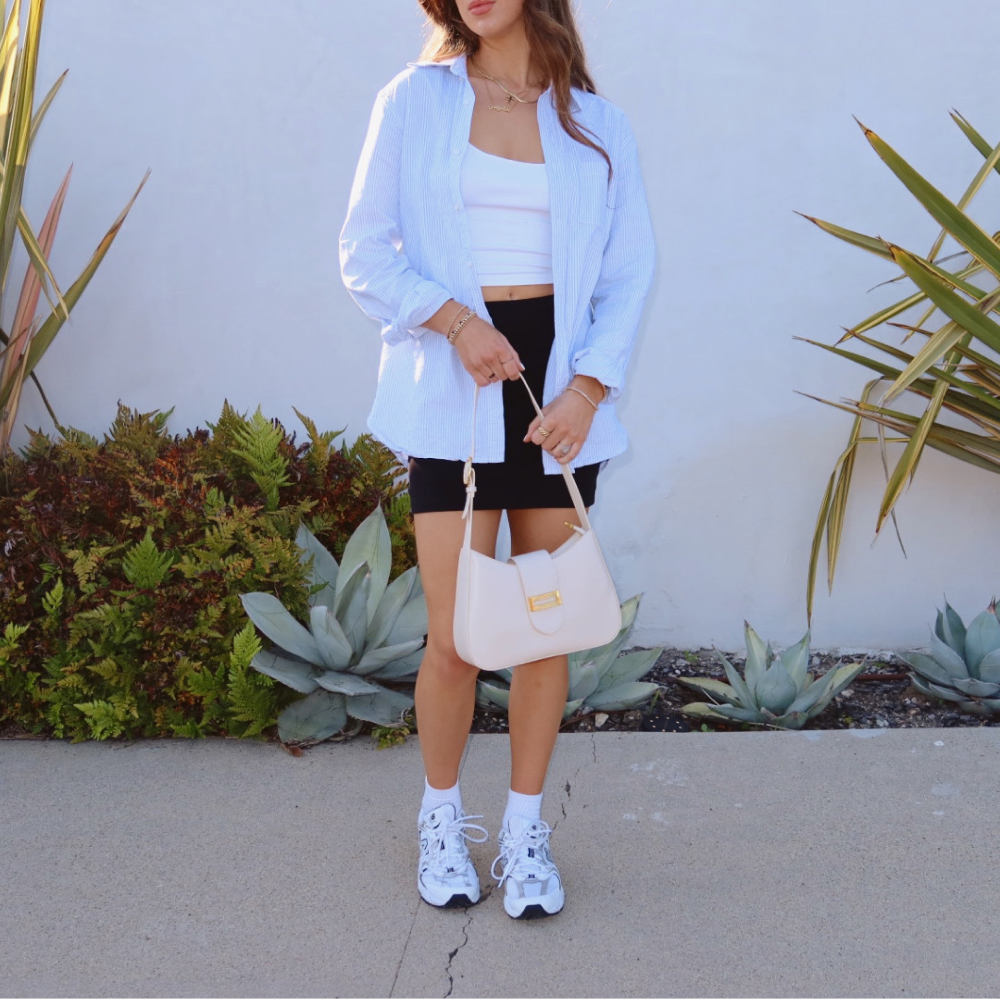 Everyday outfit idea for spring - love this brandy Melville button up! 
Wearing a size medium in the skirt & everything else is one size! 

#LTKshoecrush #LTKActive #LTKstyletip