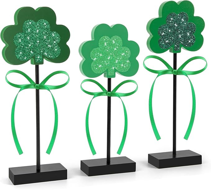 3 Pieces St. Patrick's Day Tiered Tray Decor, St. Patrick's Table Decor Shamrock Wooden Set, Iris... | Amazon (US)