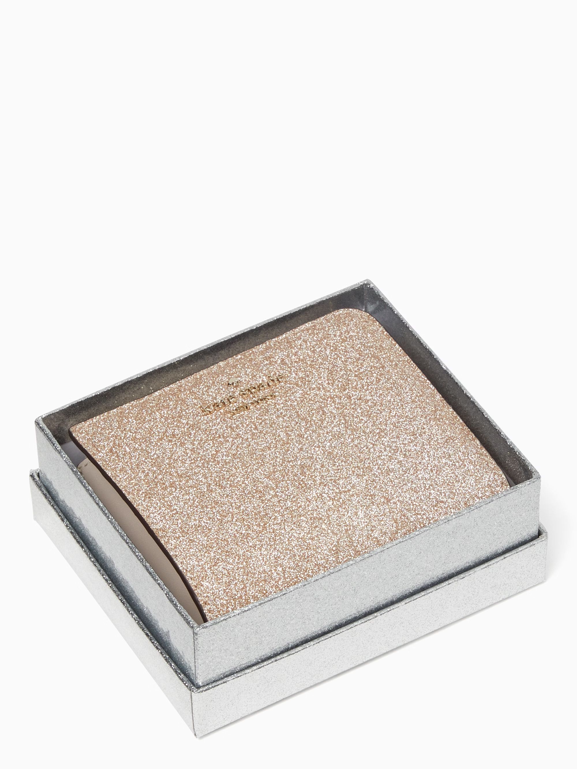 shimmy glitter boxed small l-zip bifold wallet | Kate Spade Outlet