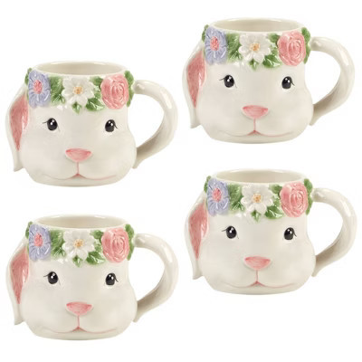 Certified International (Set of 4) 18oz Easter Morning 3D Bunny Mugs | Target