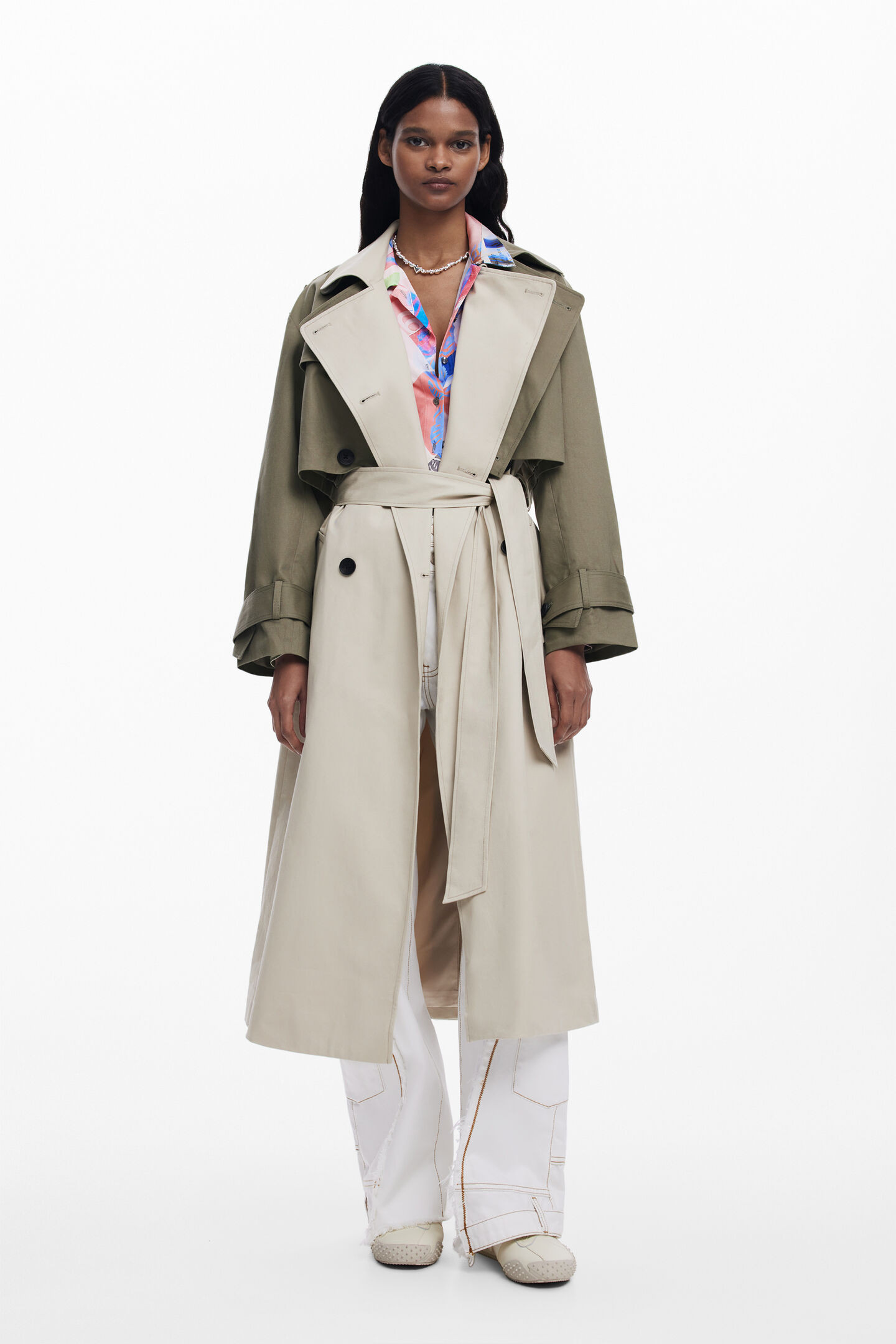 Detachable two-tone trench coat   
			
			$319.00 | Desigual USA,CA