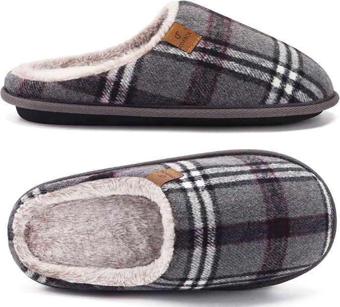 COFACE Mens Cozy Memory Foam Scuff Slippers Casual Slip On Warm House Shoes Indoor/Outdoor Sandal... | Amazon (US)