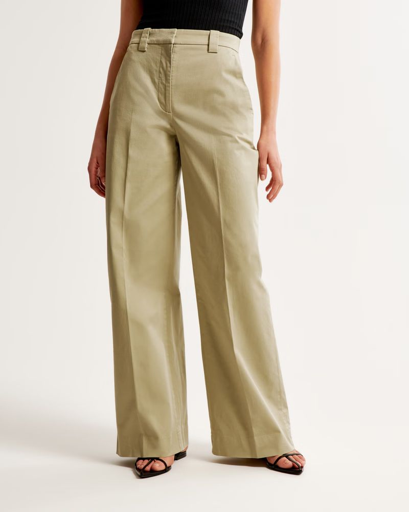 Crisp Cotton Ultra Wide-Leg Pant | Abercrombie & Fitch (US)