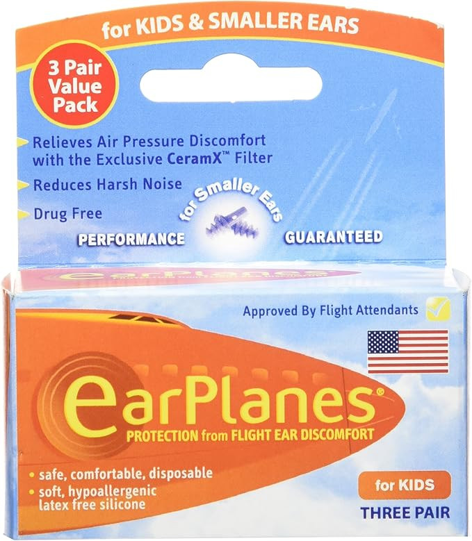 Original Children's EarPlanes by Cirrus Healthcare Ear Plugs Airplane Travel Ear Protection 3 Pai... | Amazon (US)