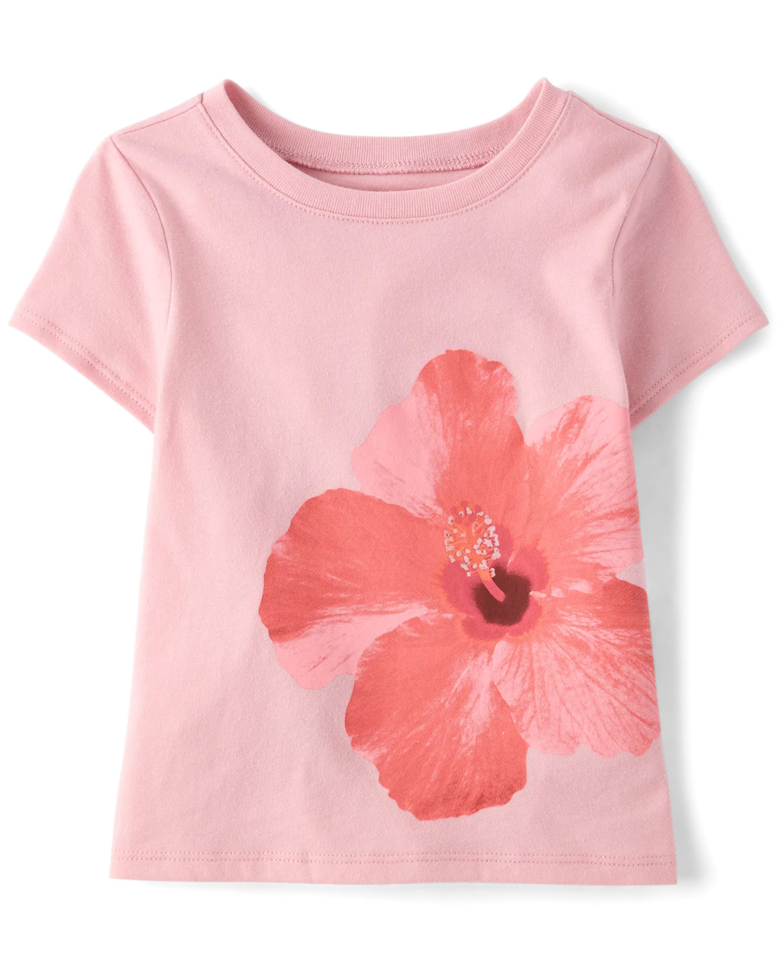 Baby And Toddler Girls Hibiscus Flower Graphic Tee - pink | The Children's Place