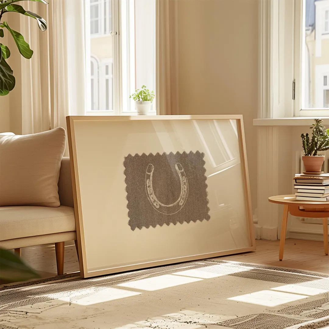 Rustic Horseshoe Digital Download Wall Art | Neutral Tan Lucky Horseshoe Printable | Horizontal W... | Etsy (US)