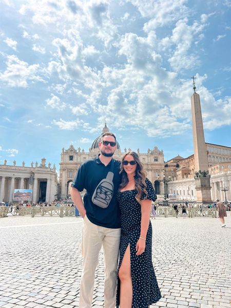 Vatican City ✨ What we wore touring the Vatican Museum and St. Peter’s Basilica 💕

Size medium dress
Ballet flats are SUPER COMFORTABLE & can be washed in the washer 

Pats outfit true to size  

#LTKSeasonal #LTKMens #LTKMidsize