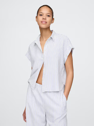 Linen-Blend Cropped Shirt | Gap (US)