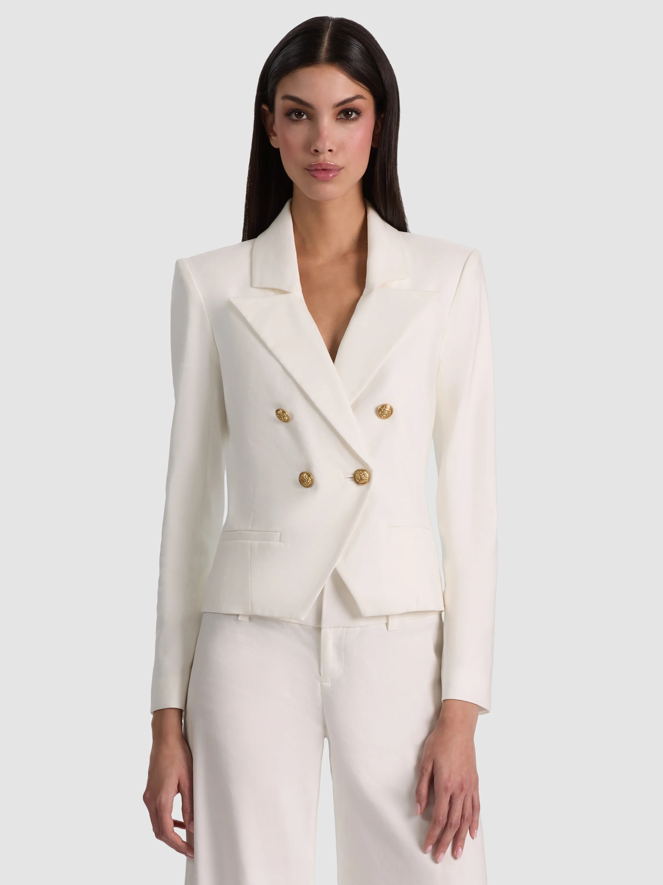 alice + olivia SABLE LINEN CROPPED BLAZER | Alice + Olivia