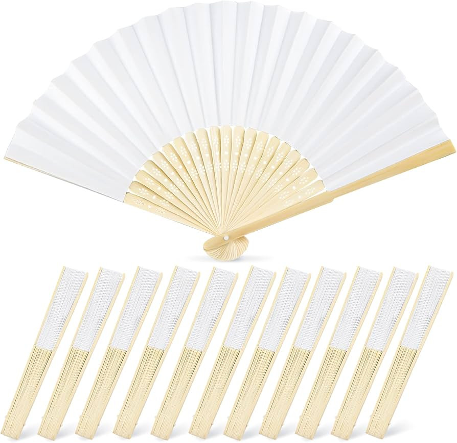 JOHOUSE Foldable Bamboo Fans, 12PCS Eastern Style Handheld Fan Japanese Chinese Fan for DIY Decor... | Amazon (US)