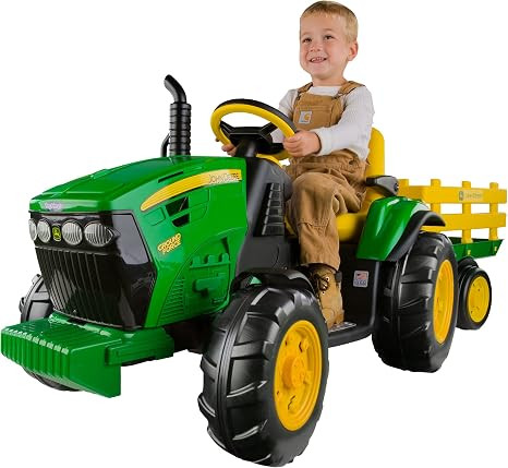 Peg Perego John Deere Ground Force Extra-Large 12 volt Ride-On Tractor with Trailer & FM Radio, D... | Amazon (US)