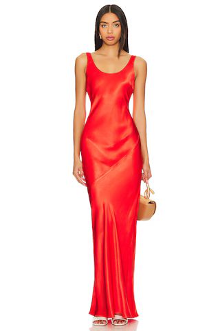 Line & Dot Adelyn Bias Dress in Red from Revolve.com | Revolve Clothing (Global)