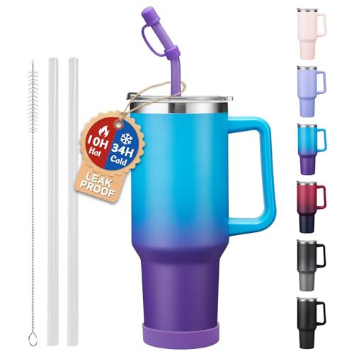ICIOI 40oz Tumbler with Handle & Straw Lid, Insulated Leak proof Travel Cup | Amazon (US)