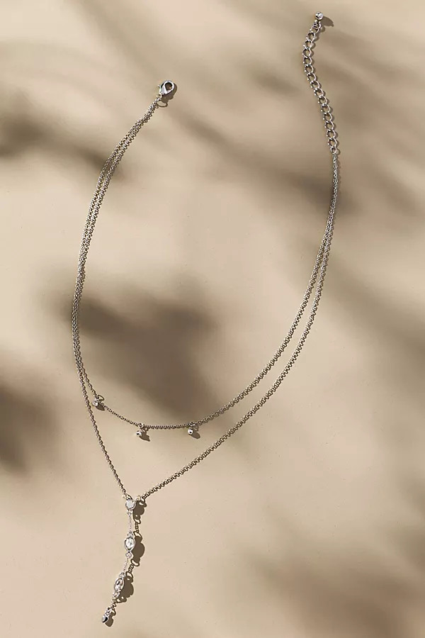 Crystal Lariat Layered Necklace | Anthropologie (US)