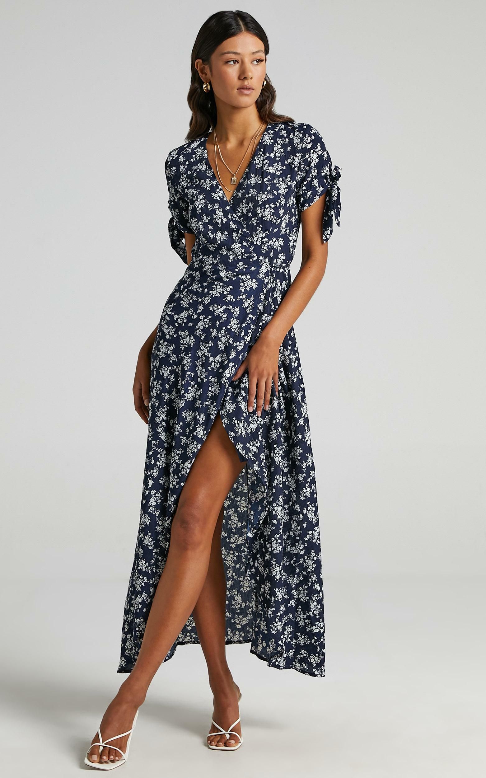 Picking It Up Wrap Maxi Dress in Navy Floral | Showpo - deactived