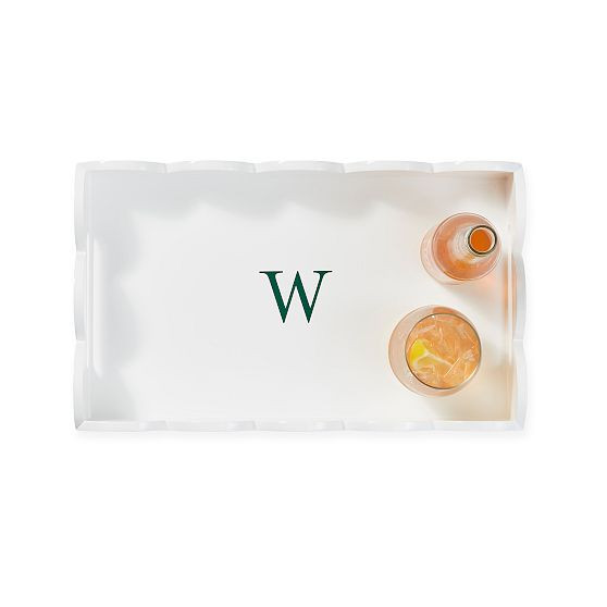 Scalloped Lacquer Serving Tray, Small, White | Mark and Graham