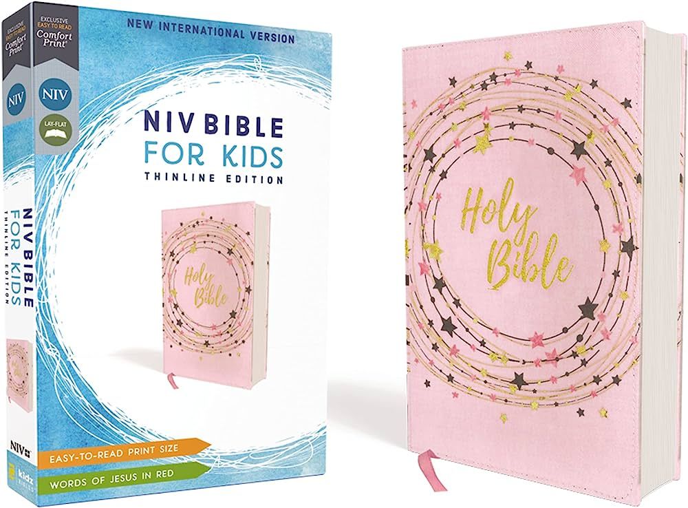 NIV, Bible for Kids, Flexcover, Pink/Gold, Red Letter, Comfort Print: Thinline Edition | Amazon (US)