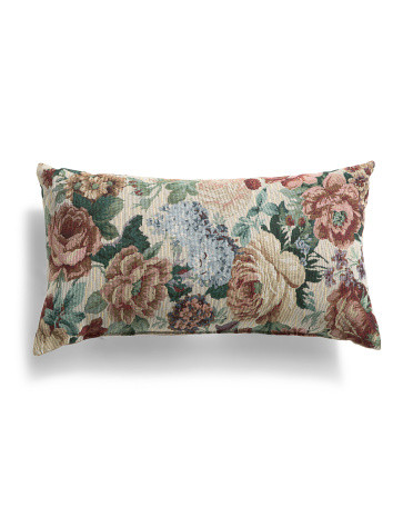 Made In Usa 14x24 Flossie Floral Tapestry Lumbar Pillow | TJ Maxx