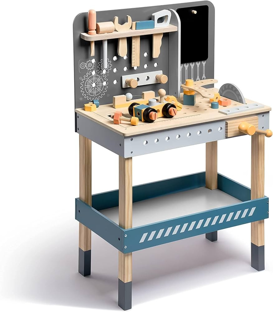 ROBUD Tool Bench Set for Toddlers Wooden Workbench Toy Workshop Construction Tools Bench Creative... | Amazon (US)