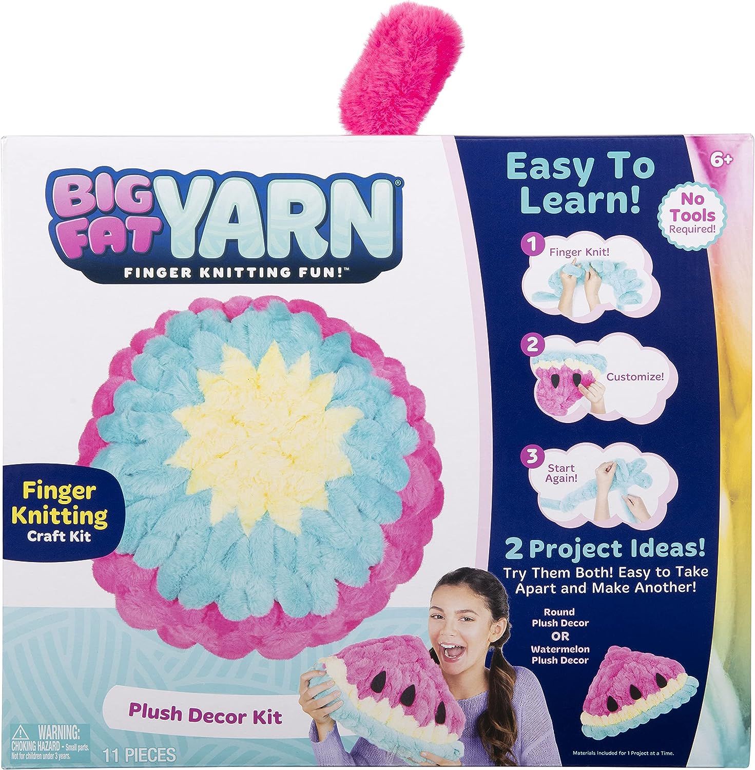 Big Fat Yarn Plush Decor Kit - Finger Knitting Fun - DIY All in One Finger Knitting Kit - Level 2... | Amazon (US)
