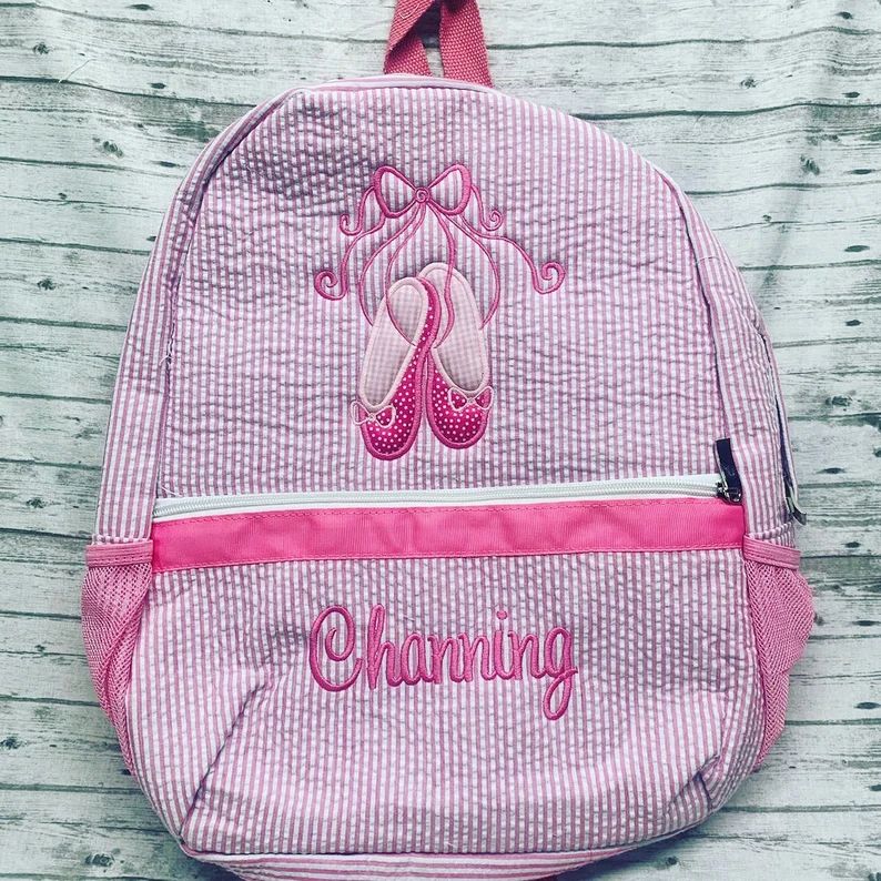 Pink Seersucker Backpack / Dance Bag / Personalized Dance Bag | Etsy | Etsy (US)