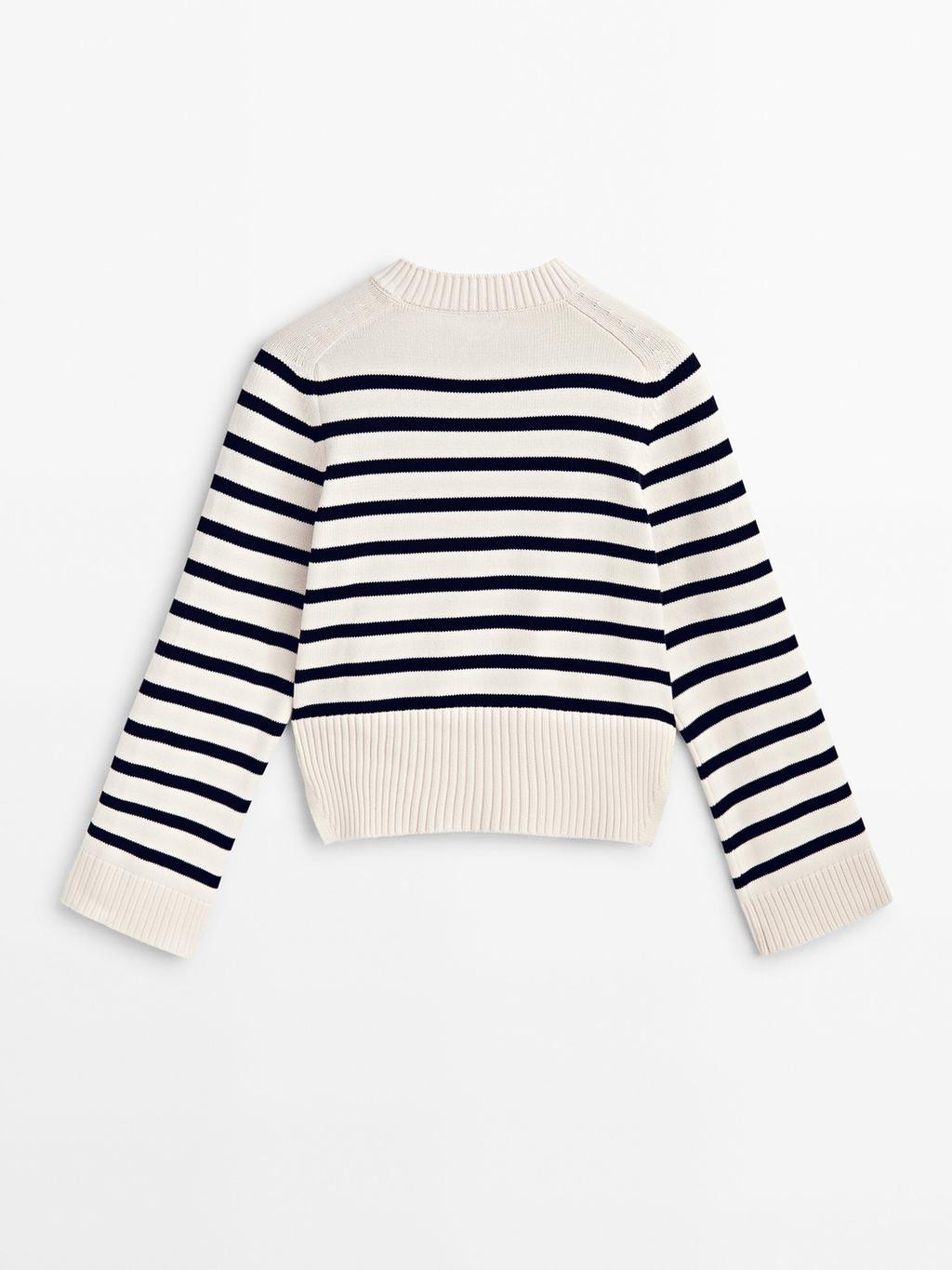 Striped knit crew neck sweater | Massimo Dutti US