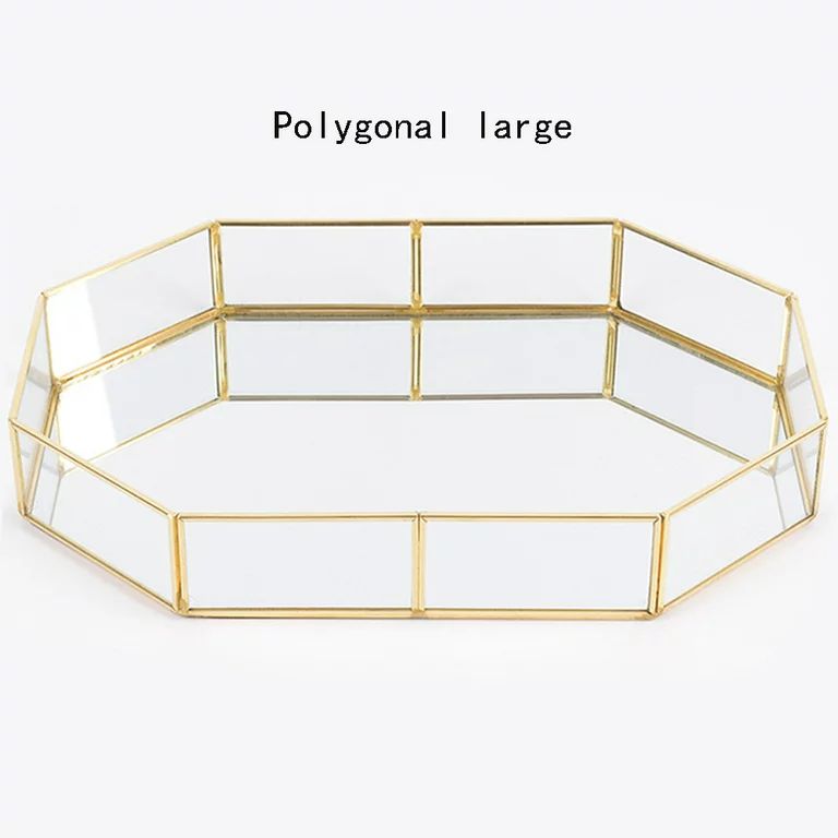 Glass Storage Tray Golden Tray Vintage Copper Tea Tray Simple Jewelry Cosmetics Decoration | Walmart (US)