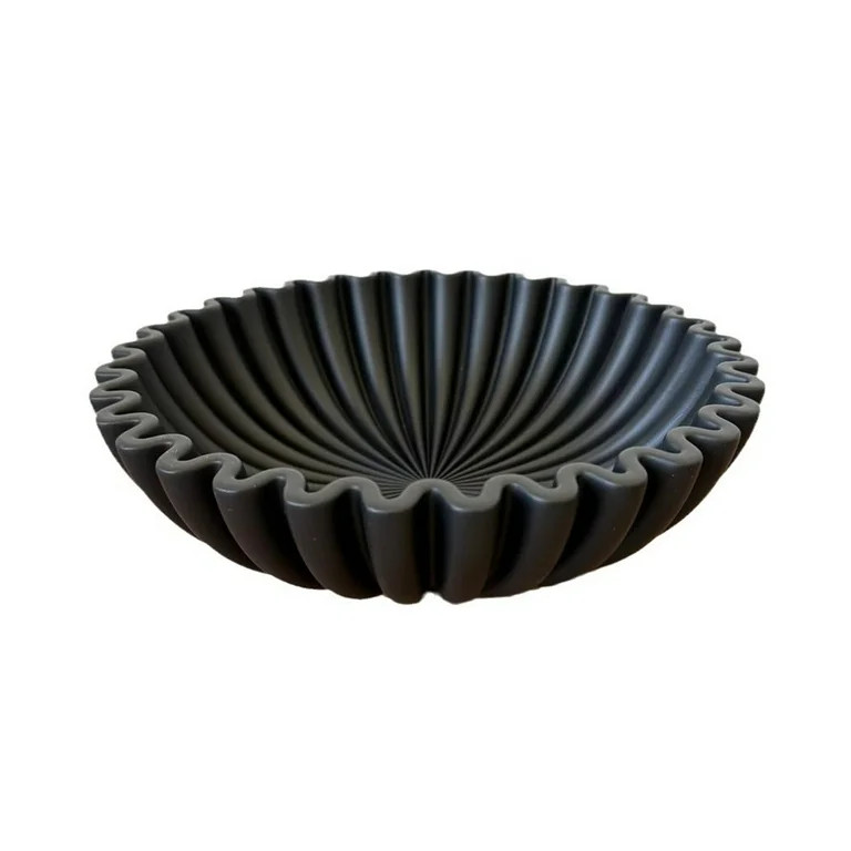 Postuois Black Ruffle Decorative Bowl Modern Living Room Home Office Resin Fluted Bowl Coffee Tab... | Walmart (US)