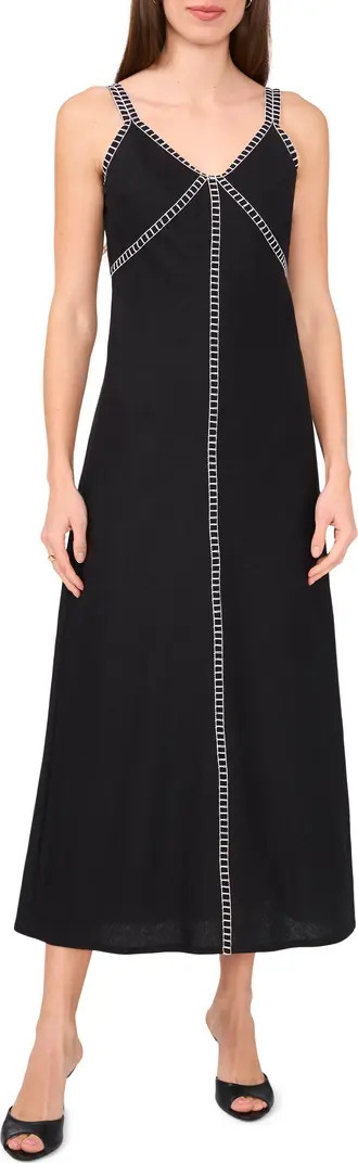 Rail Track Detail Linen Blend Midi Dress | Nordstrom