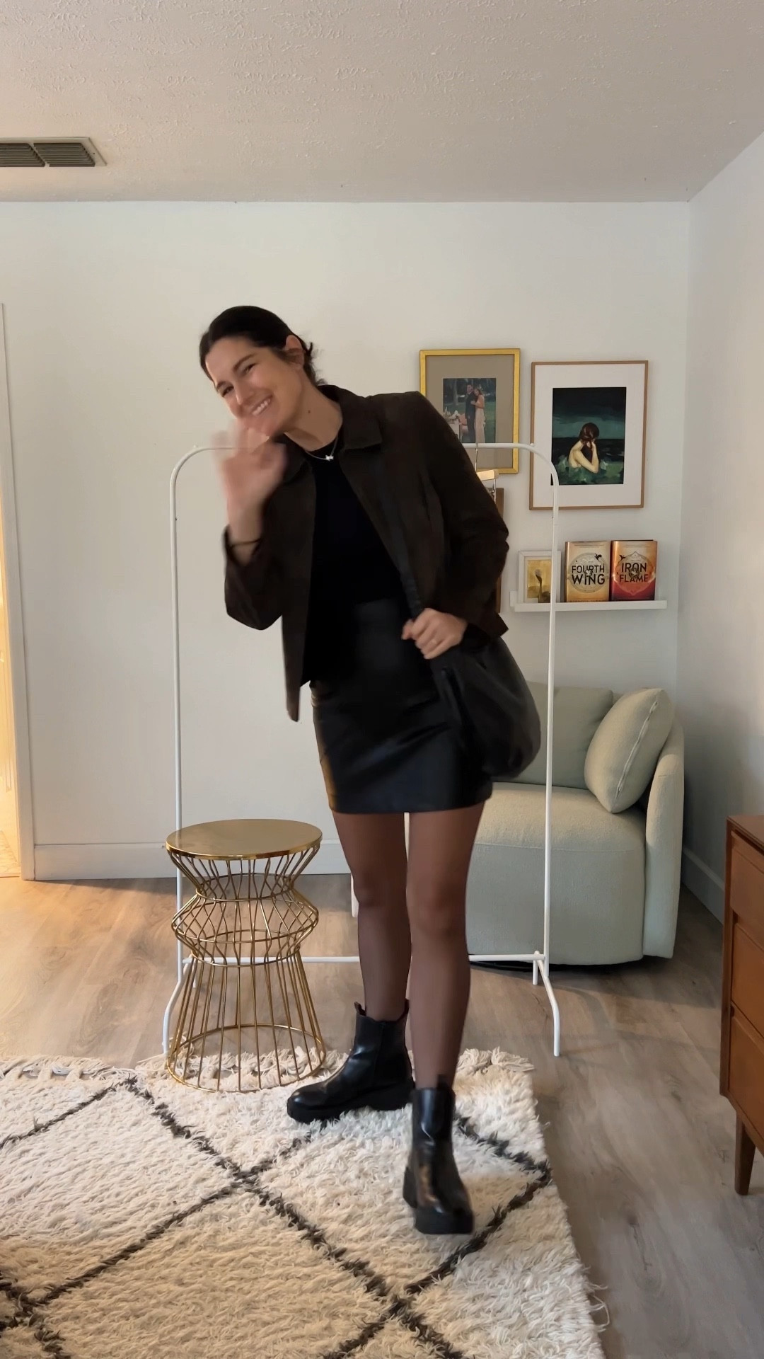 Date Night or Girls Night Outfit!
Black Tank
Faux Leather Skirt
Brown Suede Jacket
Sheer black tights
Black boots
Black bag


#LTKfindsunder100 #LTKSeasonal #LTKfindsunder50