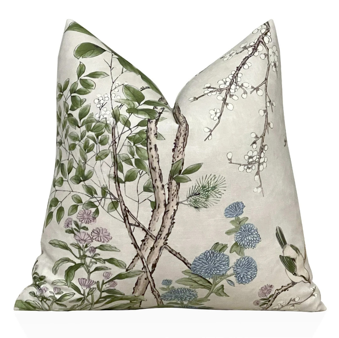 Thibaut Katsura Pillow Cover in Cream and Lavender, Floral Pillow, Decorative Pillow, Lumbar Thro... | Etsy (US)