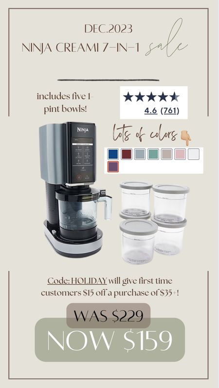 Ninja Creami 7-in-1 on SALE at @qvc for $159👏🏼✨🍦this is my machine & YOU GET 5 pints total to make all the goodies! Y’all know how much I love this machine! Tons of recipes on my IG🤎 you can use code HOLIDAY will give first time customers $15 off a purchase of $35+🎄 #ad #LoveQVC @ninjakitchen 

Creami / sale / for her / gift guide / Holley Gabrielle / ice cream 

#LTKHoliday #LTKGiftGuide #LTKsalealert