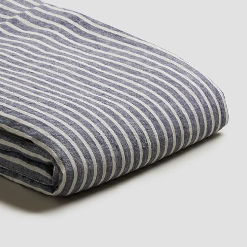 Midnight Stripe Linen Fitted Sheet | Piglet