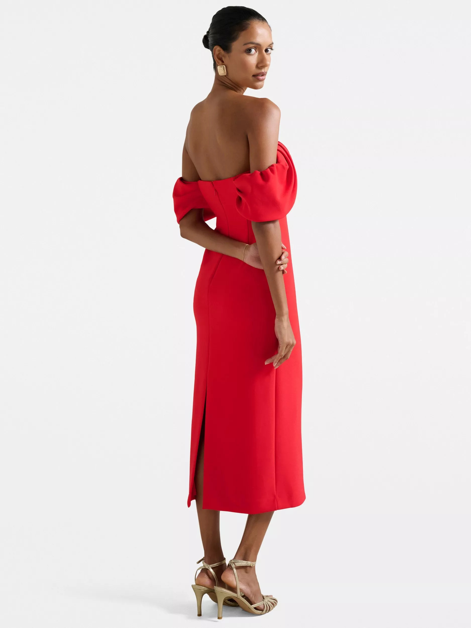 Forever New Petite Jacinta Bodycon Midi Dress, Chilli Red | John Lewis (UK)