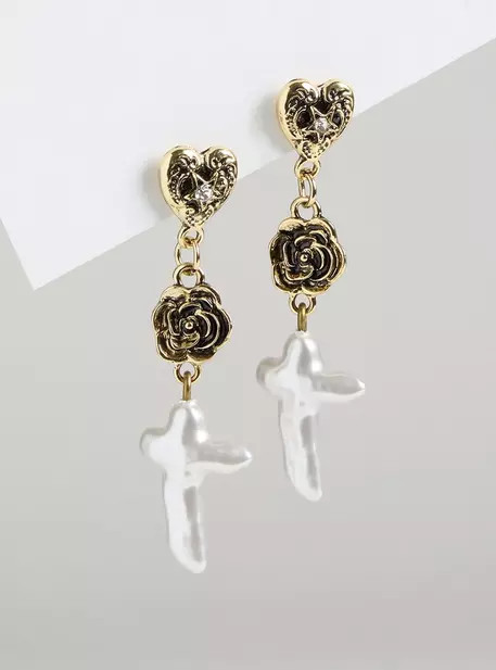 Pearl Cross Earrings | Torrid (US & Canada)