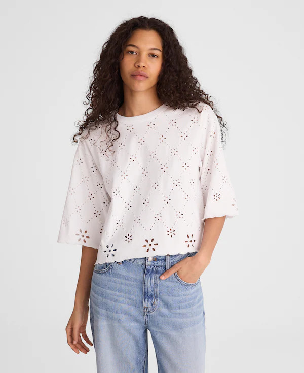 The Embroidered Boxy Crop Tee in Allday Jersey | Madewell