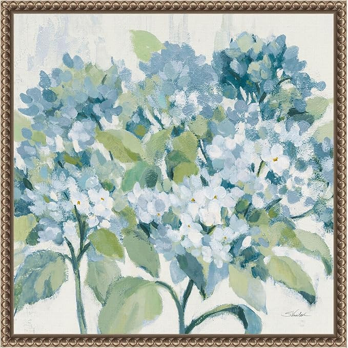 Amanti Art Framed Canvas Wall Art 16x16 Romantic Hydrangeas Blue by Silvia Vassileva, Framed Wall... | Amazon (US)