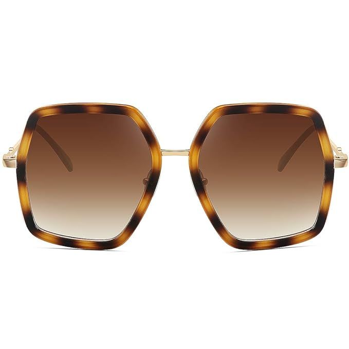 WOWSUN Oversized Fashion Sunglasses For Women Hexagon Inspired Brand Designer Style | Amazon (US)
