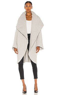 Norma Kamali Shawl Collar Coat in Heather Grey from Revolve.com | Revolve Clothing (Global)