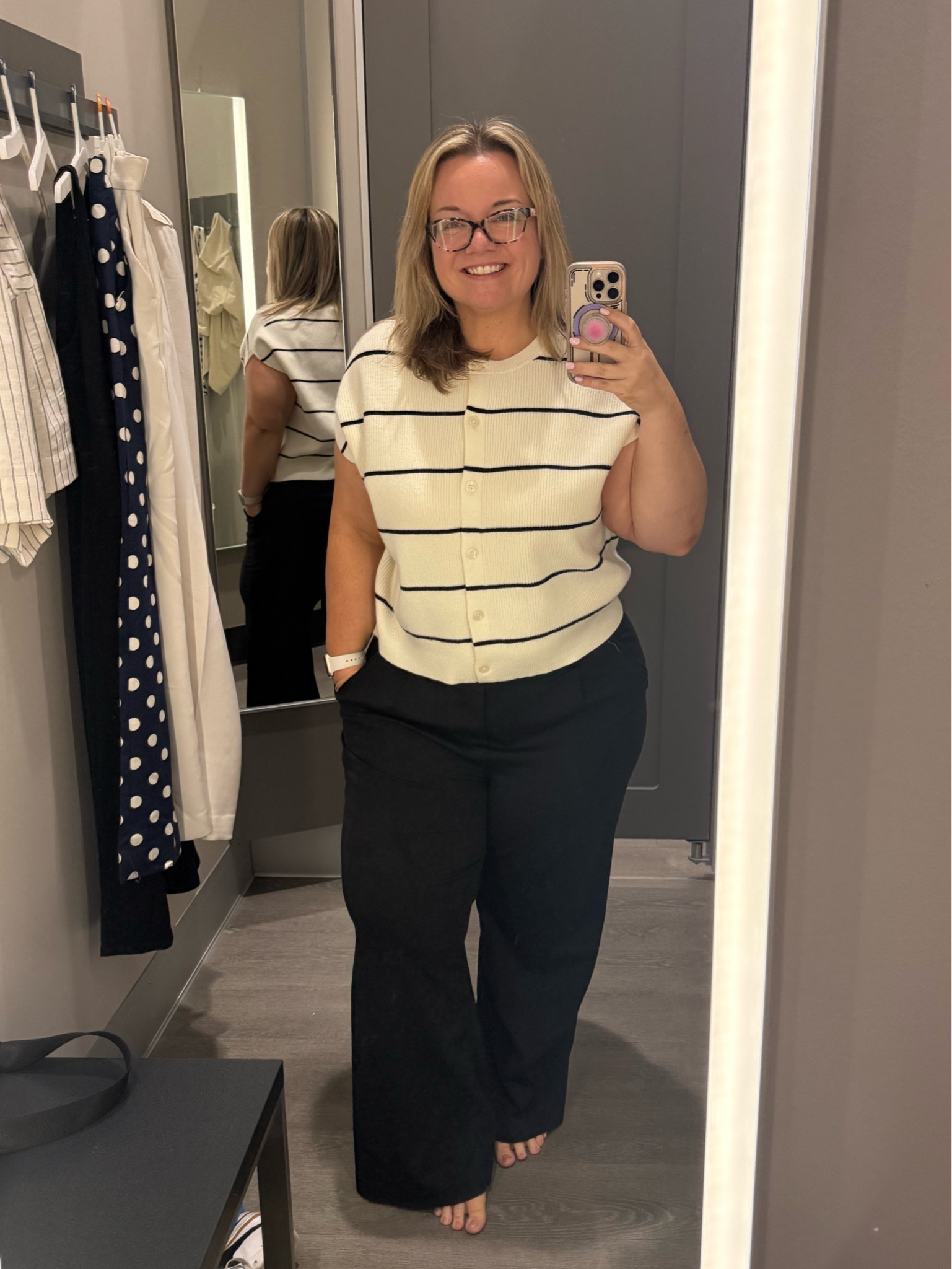 This one feels structured but it’s still comfy and effortless. This striped knit paired with tailored trousers is the definition of affordable coastal mom style. It works for work, brunch, or a night out.

Side note - the pants are from @Halara and they feel like yoga pants.

5’3 | 36DDD | 32” waist | 49” hips

#coastalmomstyle #affordablestyle #elevatedbasics #neutralstyle #stripedstyle #classicstyle #timelessstyle #momstyle #over40style #midsizefashion #curvystyle #worktobrunch #everydayoutfit #wearablefashion #targetstyle #targetfinds #budgetfashion #under50style #ltkstyle #ltkit #ltkfinds #shopthelook 

#LTKootd #LTKOver40 #LTKMidsize