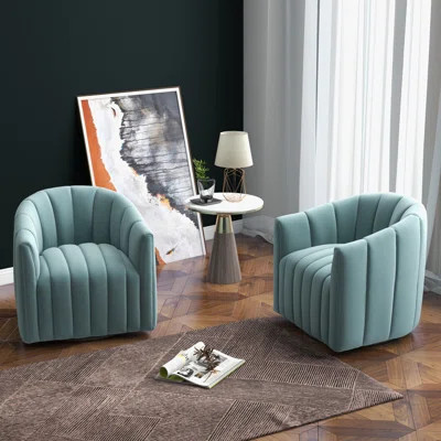 Ganey Velvet Swivel Barrel Chair | Wayfair North America