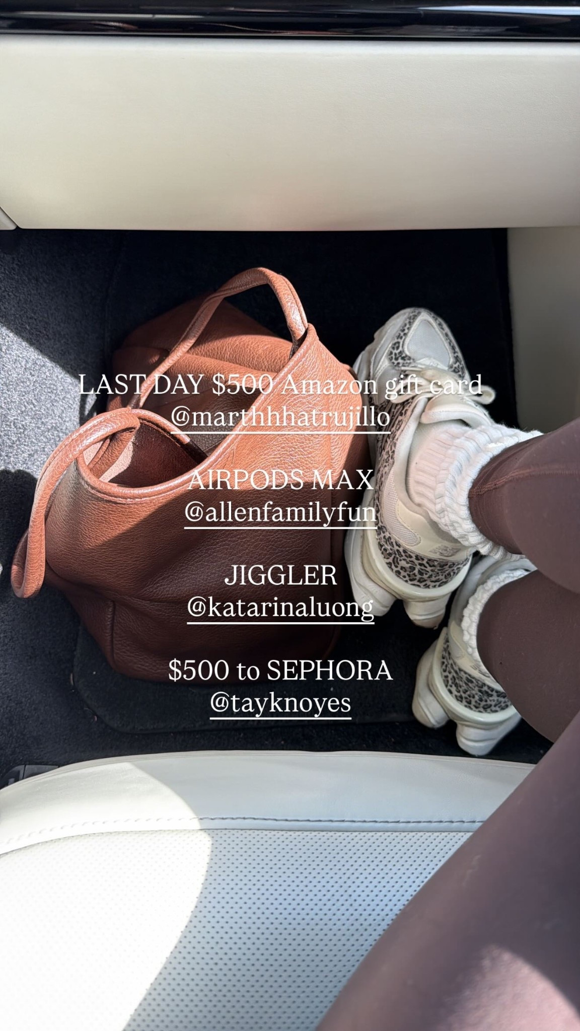 LAST DAY $500 Amazon gift card 
@marthhhatrujillo 

AIRPODS MAX
@allenfamilyfun 

JIGGLER
@katarinaluong 

$500 to SEPHORA
@tayknoyes