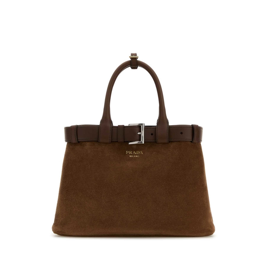 Brown Suede Prada Buckle Medium Handbag | Jomashop.com & JomaDeals.com