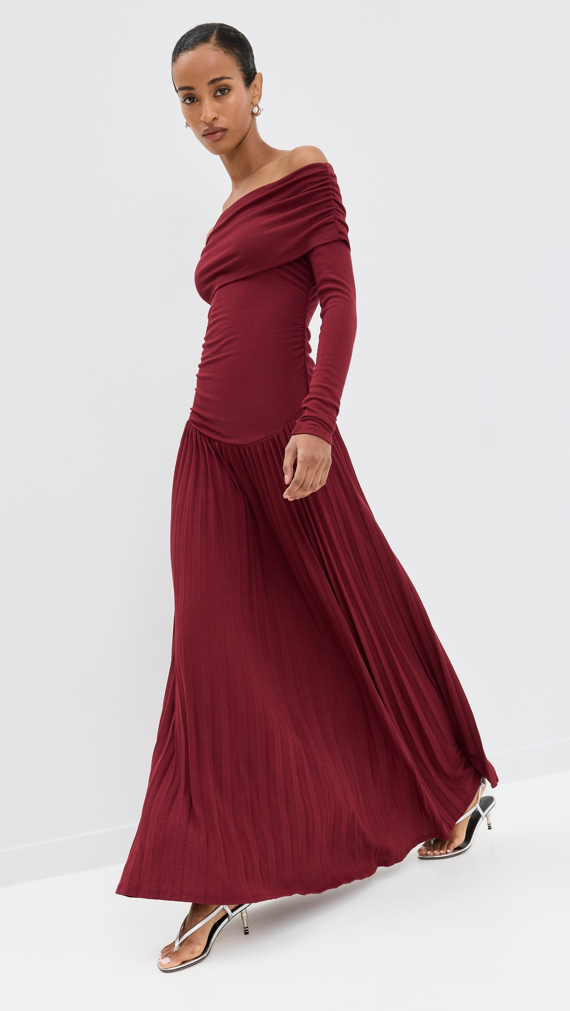Lioness Field of Dreams Long Sleeve Maxi Dress Burgundy XS | Shopbop