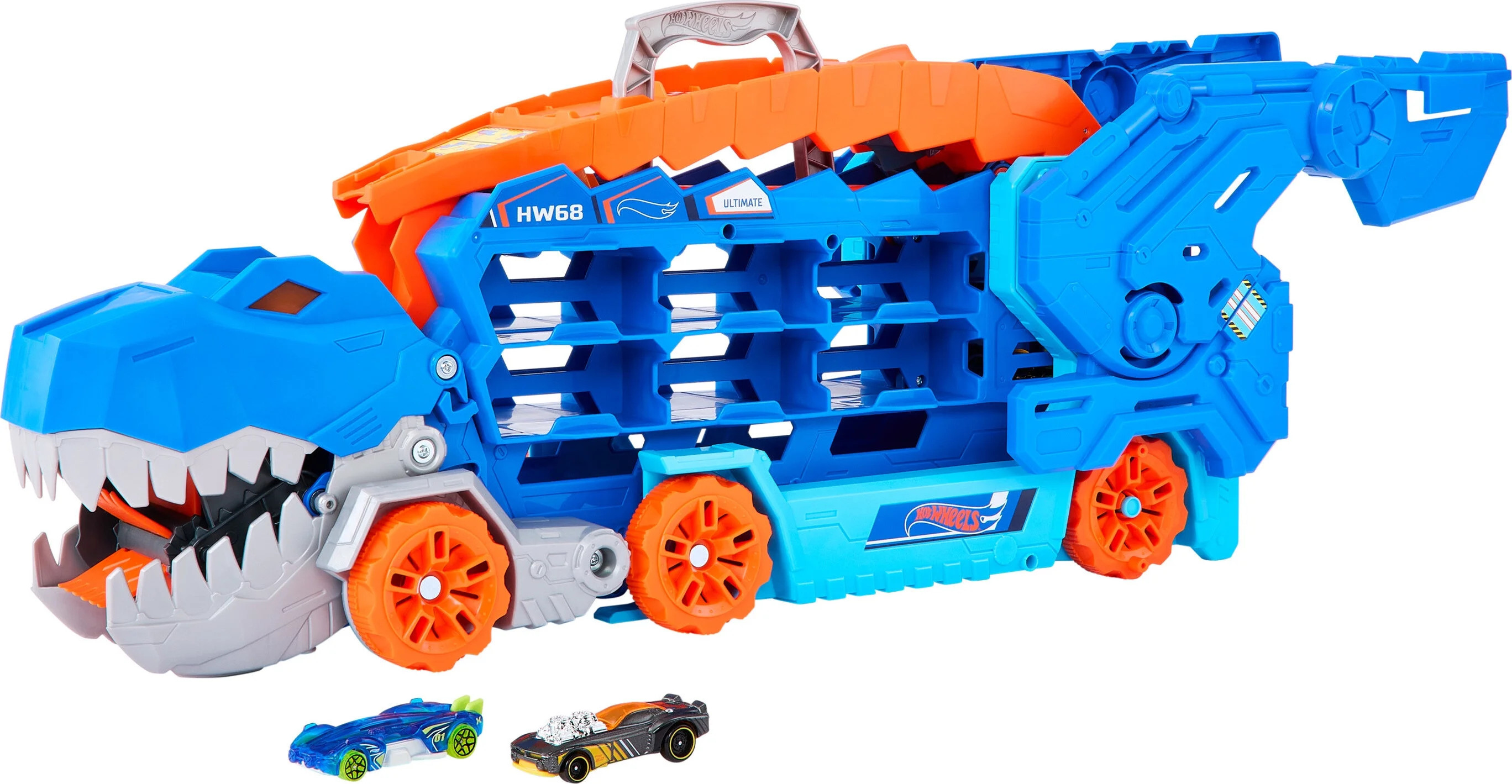 Hot Wheels City Ultimate Hauler, Transforms Into A T-Rex With Race Track, Stores 20+ Cars | Walmart (US)
