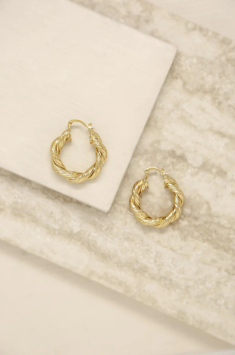 Modern Day 18k Gold Plated Twist Hoops | Ettika